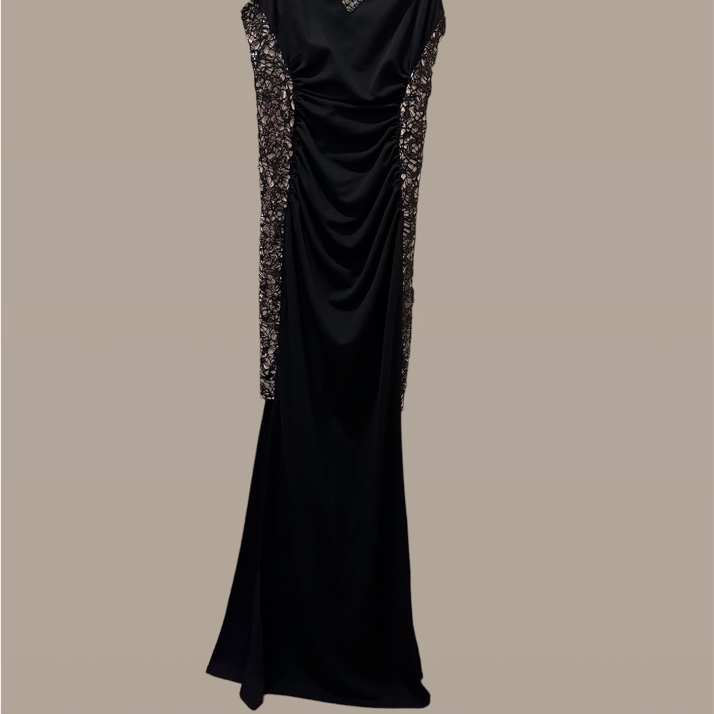 Black and beige maxi dress w/ slits